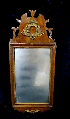19TH C. CHIPPENDALE STYLE MAHOGANY & PARCEL GILT MIRROR