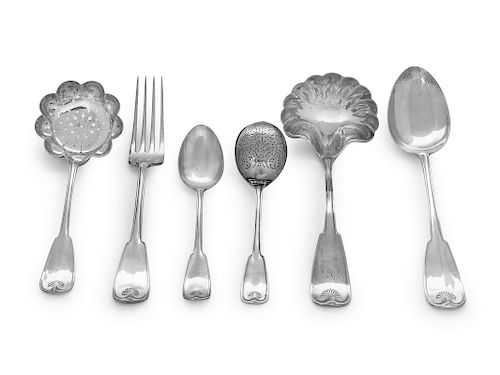 An American Silver Partial Flatware Service
Tiffany & Co., New York,  NY, 20th Century
in the Palm pattern, comprising:10 teaspoons9 dinner forks4 ser