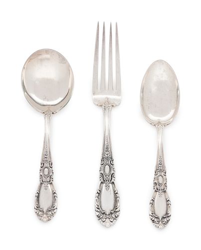 An American Silver Partial Flatware Service
Towel Silversmiths, Newburyport, MA, 20th Century
King Richard pattern, comprising:5 butter spreaders with