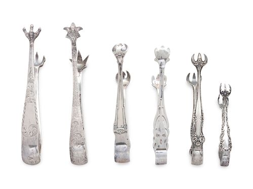 A Group of Eleven American Sugar and Ice Tongs
Various Makers
including one English example, 12 items total.