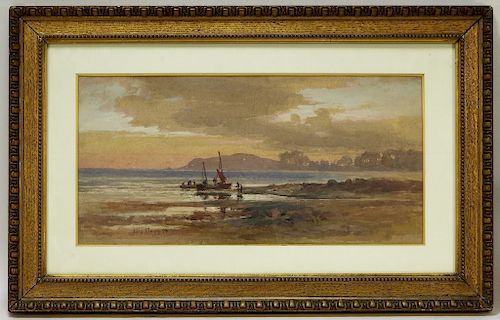 George Gray Sunset River Sailing WC Painting