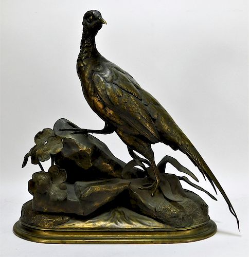FINE Jules Moigniez Bronze Game Pheasant Sculpture