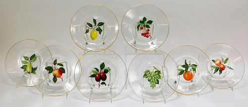 European Enameled Gilt Clear Glass Fruit Plates
