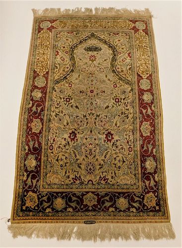 FINE Turkish Oriental Hereke Silk Prayer Rug