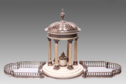 A Debain French Silver & Marble Centerpiece 19th C