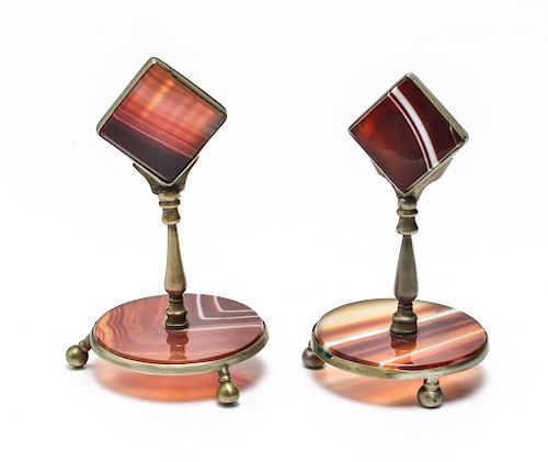 Art Deco Style Agate Place Card Holders, 2