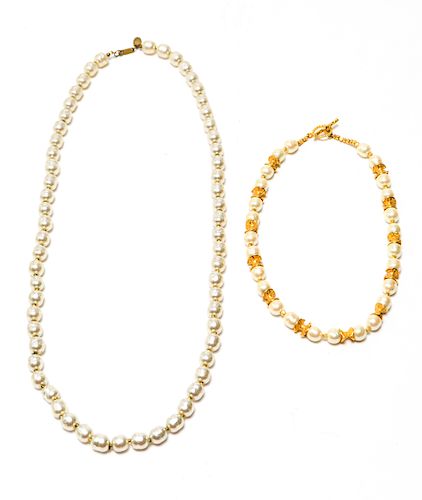 Miriam Haskell Faux Baroque Pearl Necklaces