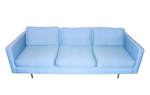 Mid-Century Modern Blue Upholstered Sofa