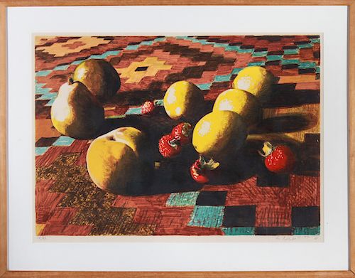 Lowell Nesbitt "Fruit on a Kilim Rug" Lithograph