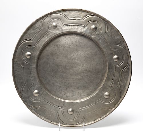Art Nouveau Style Hammered Pewter Tray