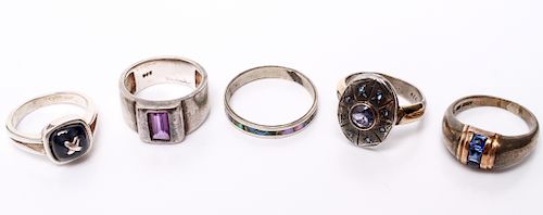 Silver Rings w Sapphires, Amethyst & Abalone, 5