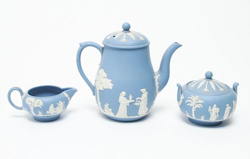 Wedgwood Blue Jasperware Tea Set, 3