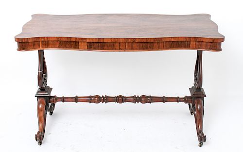 Victorian Trestle Table w Carved & Turned Supports