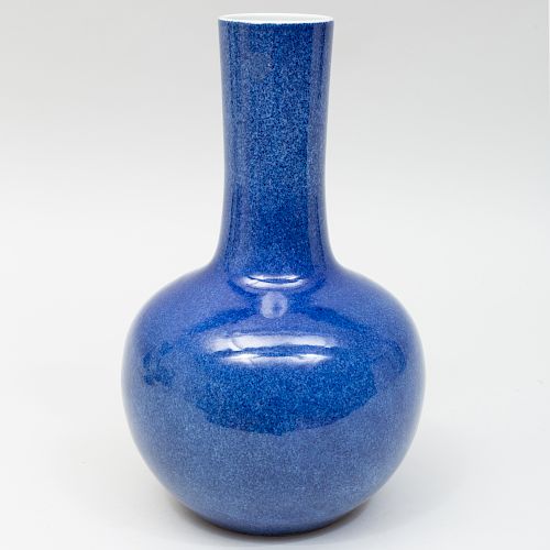 Chinese Powder Blue Glazed Porcelain Bottle Vase