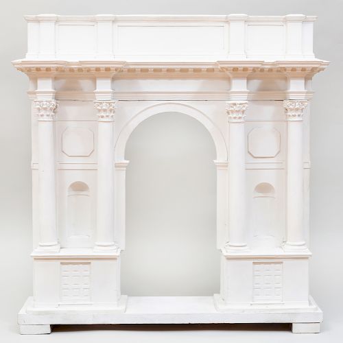 Italian Plaster and Painted Wood Model of a Triumphal Arch 