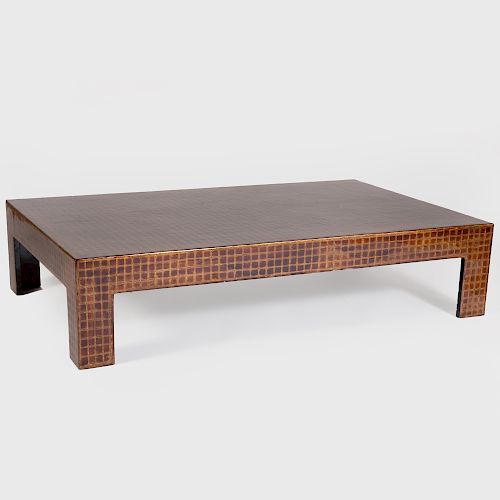 Modern Brown and Gold Lacquer Low Table