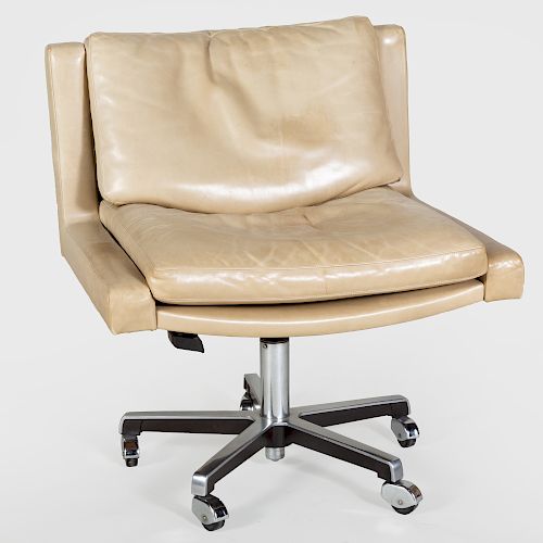 Swiss Leather and Chrome Plated Desk Chair, By de Sede