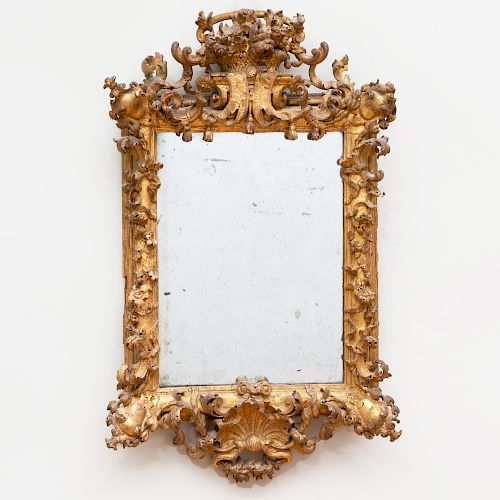 Small Northern Italian Rococo Giltwood Mirror
