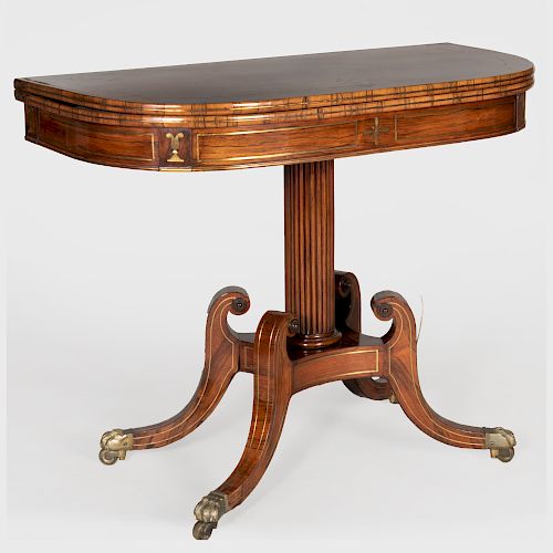 Regency Brass-Mounted Rosewood Games Table