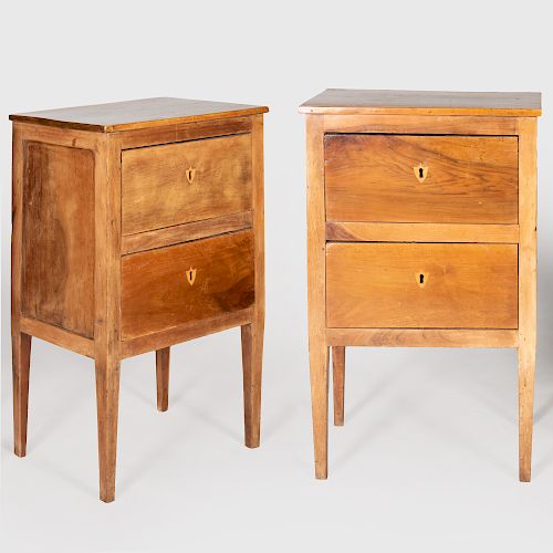 Pair of Italian Neoclassical Walnut Bedside Tables