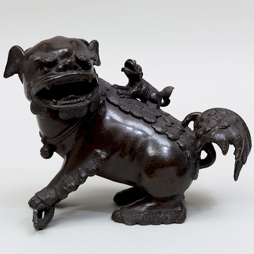 Chinese Bronze Fu Dog Incense Burner