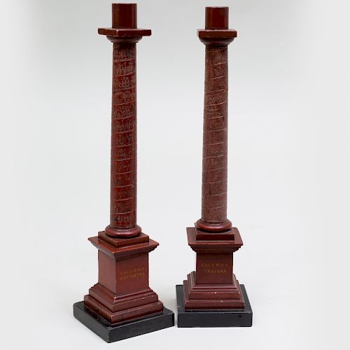 Pair of Italian Marble Table Top Columns, probably Grand Tour