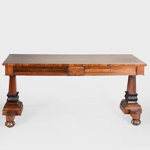 William IV Style Rosewood and Parcel-Gilt Sofa Table