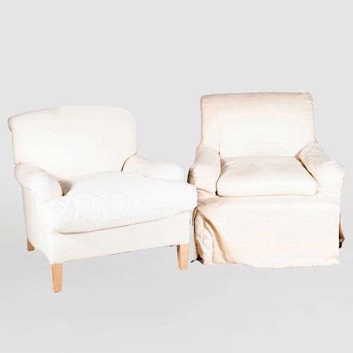 Two Similar Upholstered Club Chairs