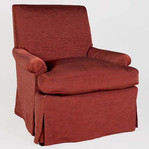 Maroon Upholstered Swivel Club Chair