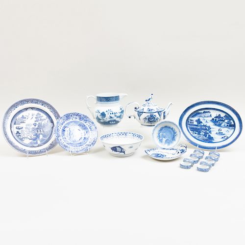 Miscellaneous Group of Blue and White Porcelain Kitchen Wares
