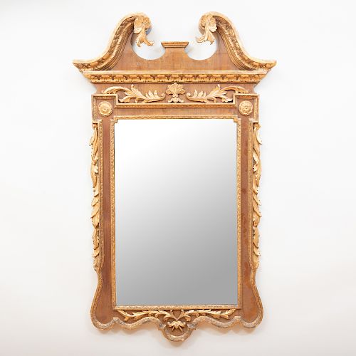 George II Style Mahogany and Parcel-Gilt Mirror
