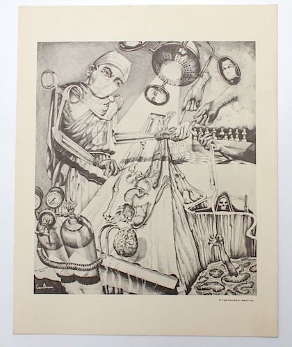Leon Brown "Surrealist Medical Drawing" Lithograph