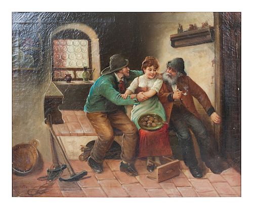 Artist Unknown
(19th/20th century)
Two Miners with a Woman in Interior