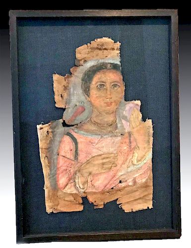 Framed Egyptian Romano (Faiyum) Portrait on Linen
