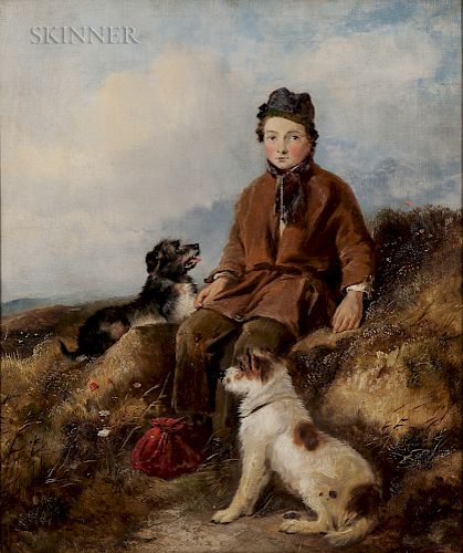 William Walker Morris (British, fl. 1850-1867)  A Rest on the Way/Boy with Two Dogs