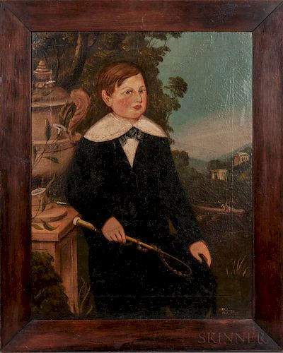 British School, 19th Century  Pair of Folk Art Portraits of Children: John Cocker, Aged 9 Years