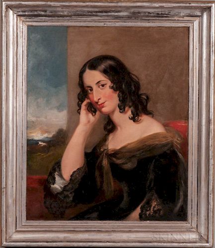 British School, 19th Century  Regency-era Portrait of a Young Woman with Dark Curls