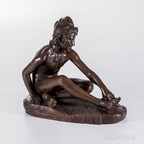 After Francois Rude (French, 1784-1855)    Bronze Figure of a Young Neapolitan Fisherman