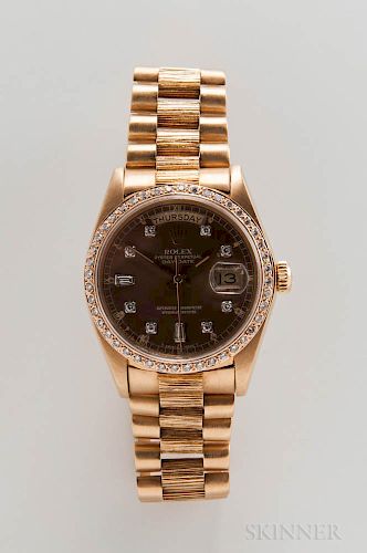 Rolex 18kt Gold and Diamond Day-Date Reference 18078 Wristwatch