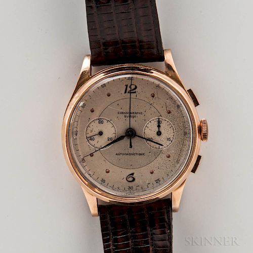 Chronographe Suisse Oversized 18kt Gold Chronograph Wristwatch