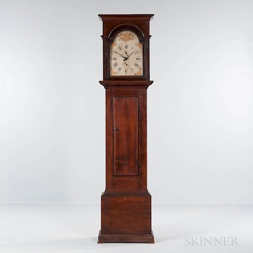 New England Stained Pine Wooden Works Tall Clock