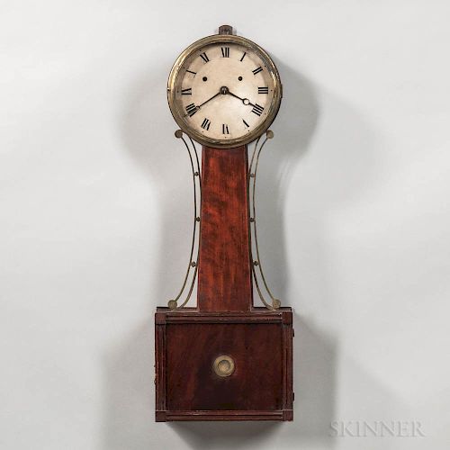 New England Wood-front Patent Timepiece or "Banjo" Clock