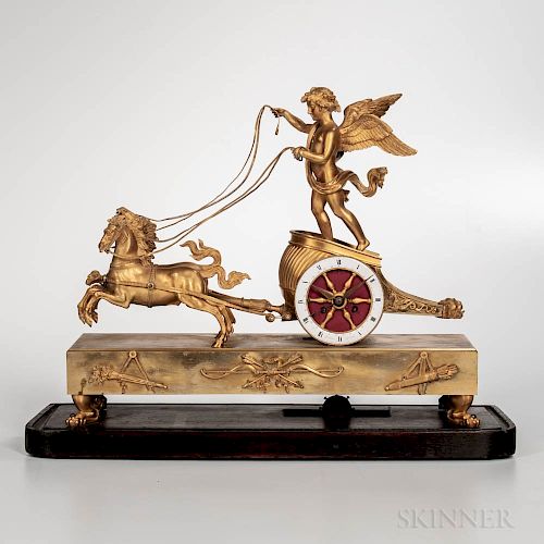 Isidore-Arnoult Grenot Gilt-brass Figural Calendar Mantel Clock