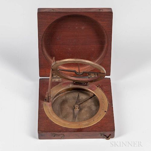 Mahogany-cased Brass Equinoctial Pocket Sundial