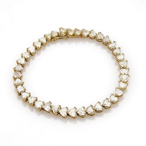 12ct Heart Diamonds 18k Gold Tennis Bracelet