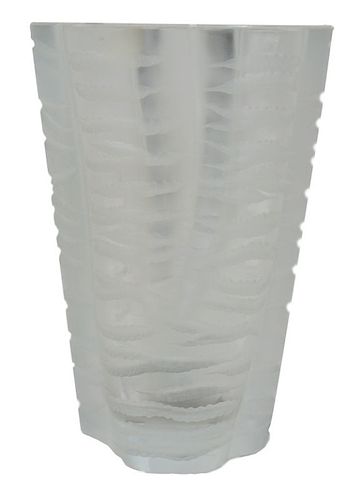 Lalique France Frost Crystal Cloud Design Vase
