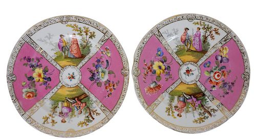 (2) Two 19th Century Dresden Porcelain Plates