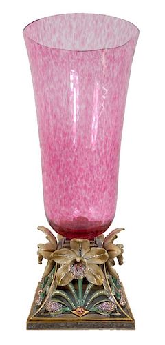 Large, Jay Strongwater Art Glass Vase 87/350