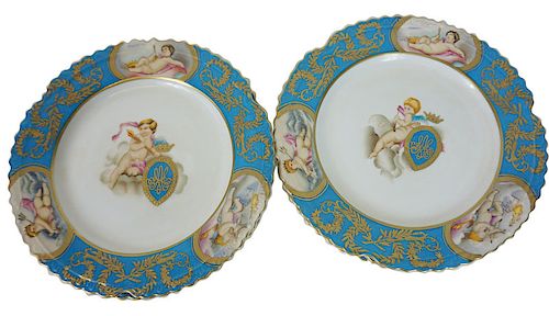 (6) Six French Style Cherub Gilt Painted Plates