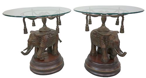 Pair of Maitland Smith Elephant Side Tables